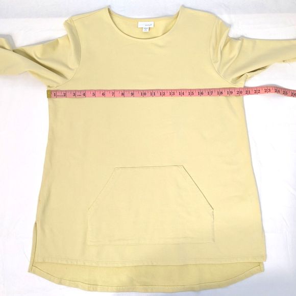 J Jill Pure Jill Womens Medium Petite Light Yellow Pima Cotton Modal Blend Top - Picture 5 of 7